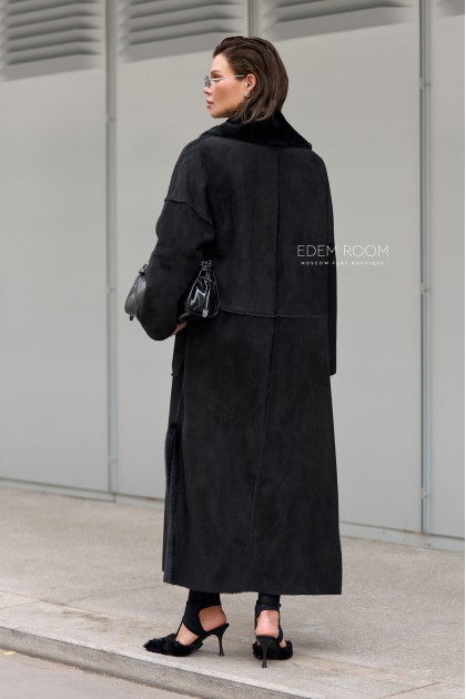 удлиненная дублёнка из испанской замши