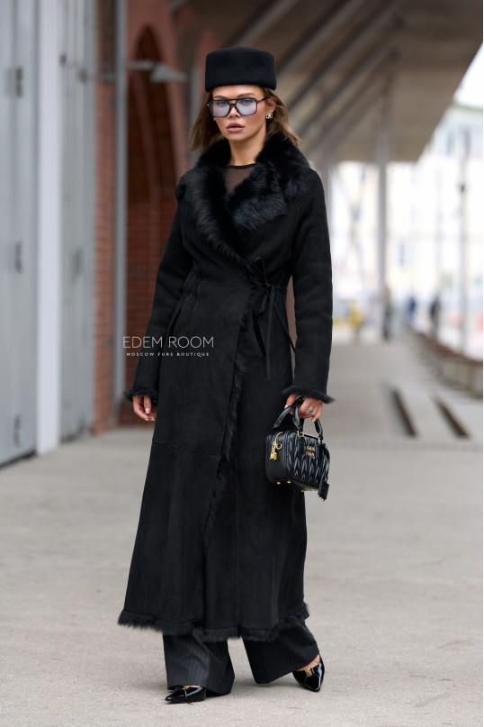 длинная дублёнка на тоскане 