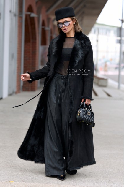 длинная дублёнка на тоскане 