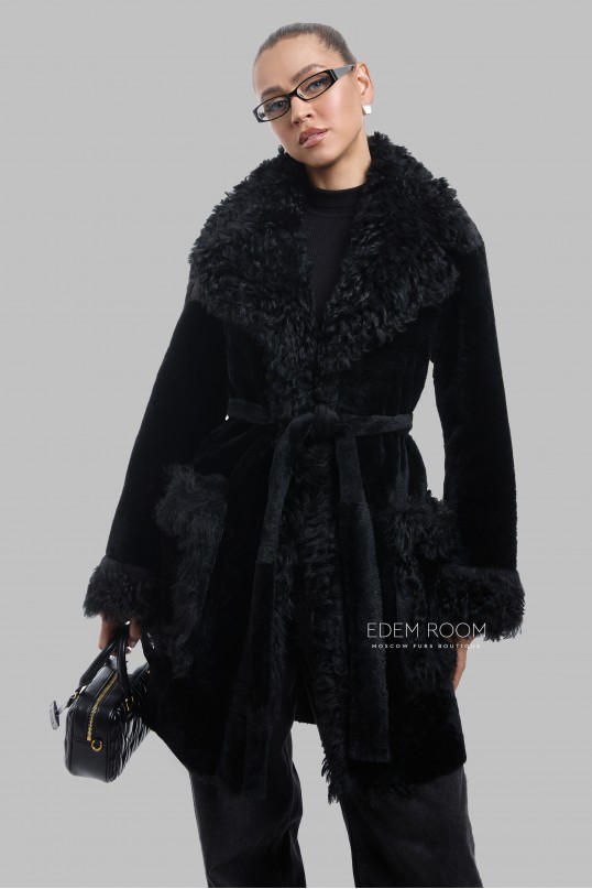 дублёнка из меха мериноса и тиграды