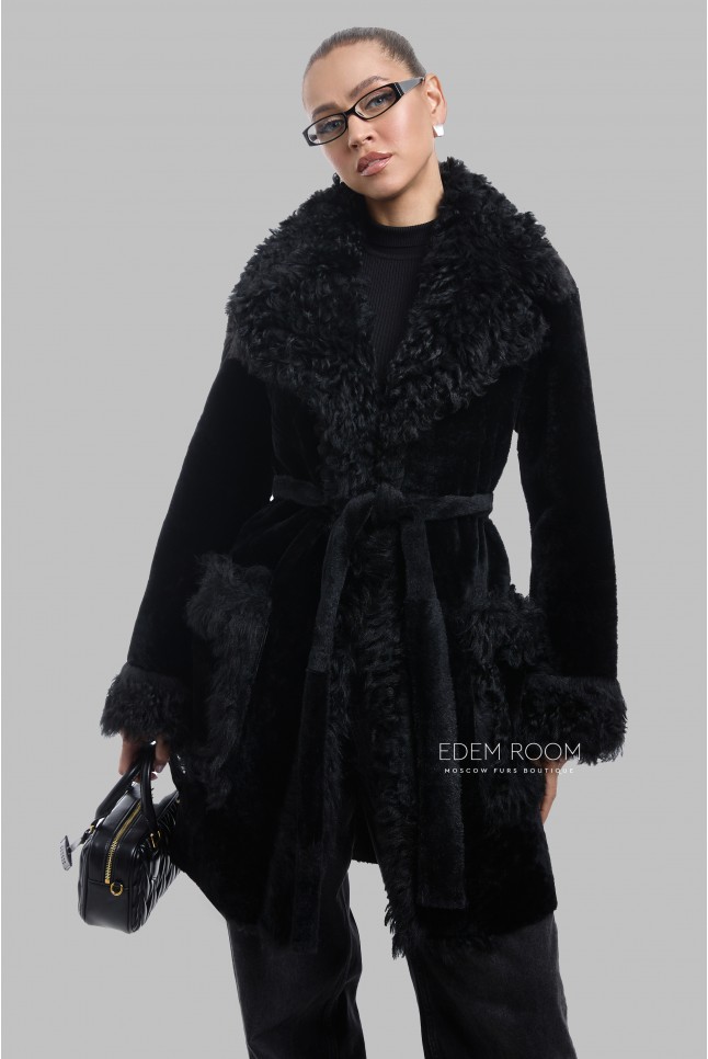 дублёнка из меха мериноса и тиграды