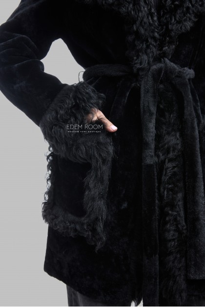 дублёнка из меха мериноса и тиграды