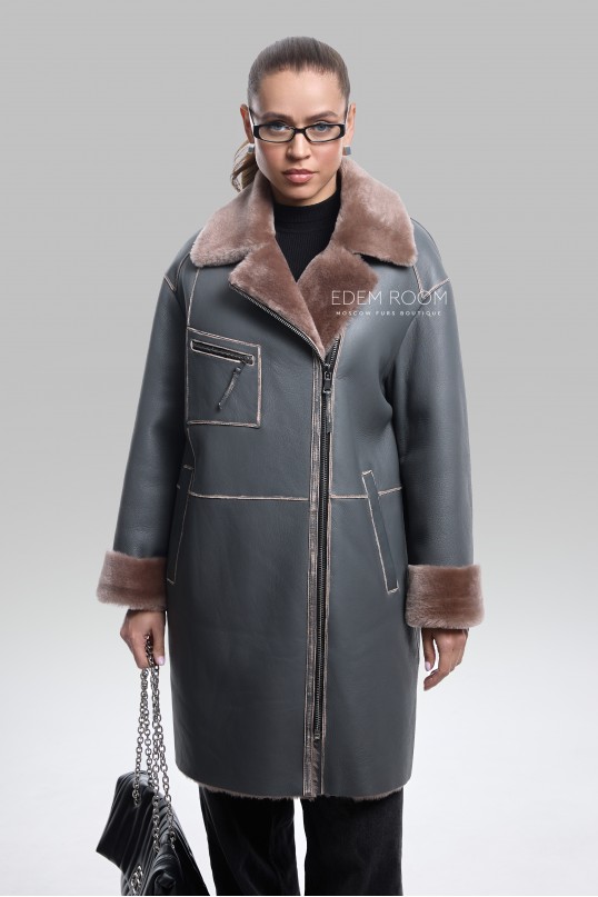 женская дублёнка средней длины