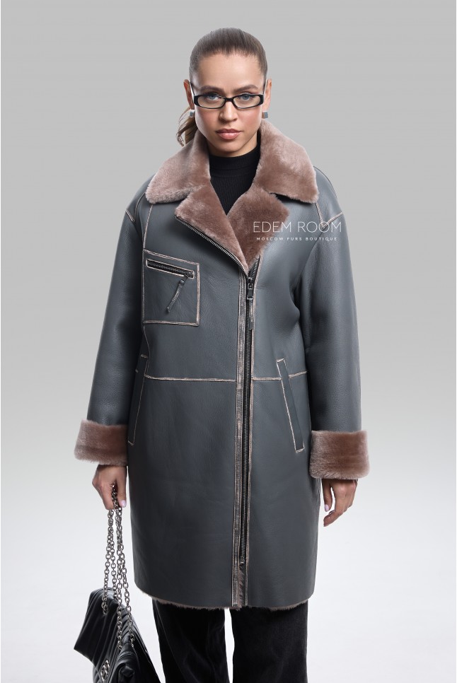 женская дублёнка средней длины