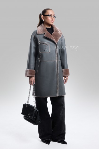 женская дублёнка средней длины