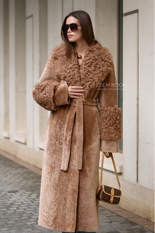 дублёнка женская под пояс