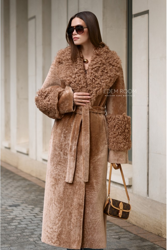 дублёнка женская под пояс