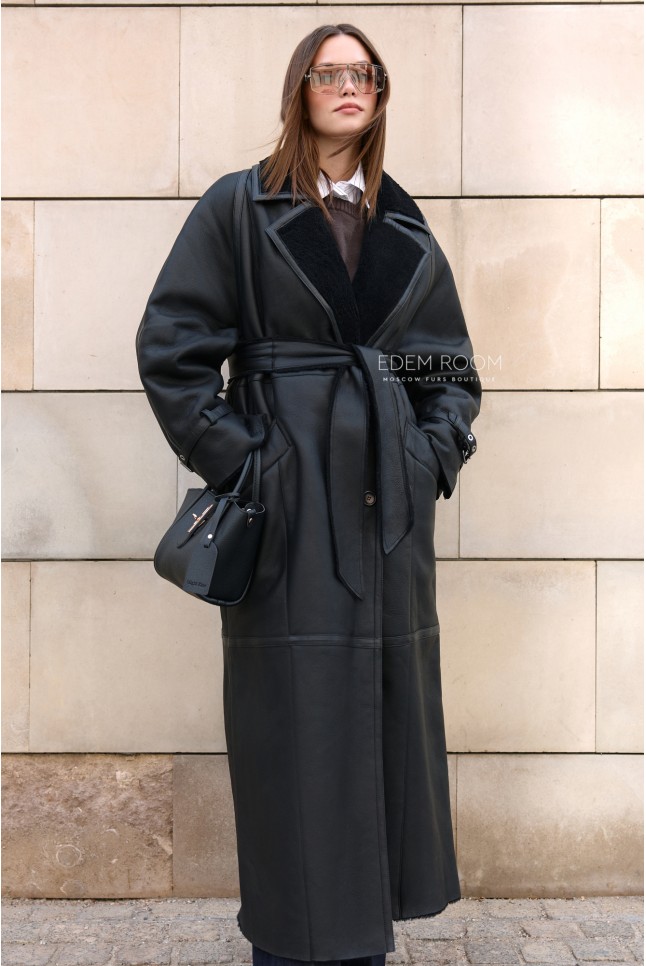 длинная дублёнка из силки