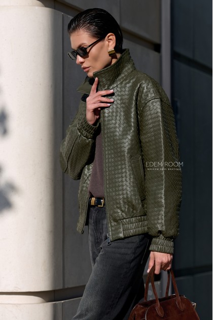 кожаный бомбер в стиле Bottega Veneta кожаный бомбер в стиле Bottega Veneta