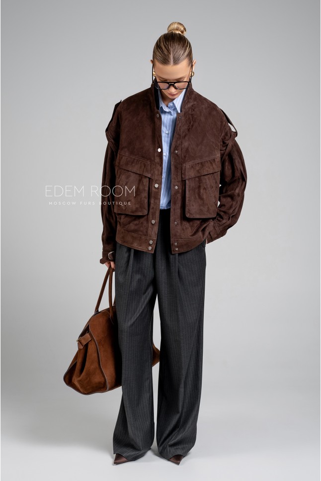 коричневая замшевая куртка