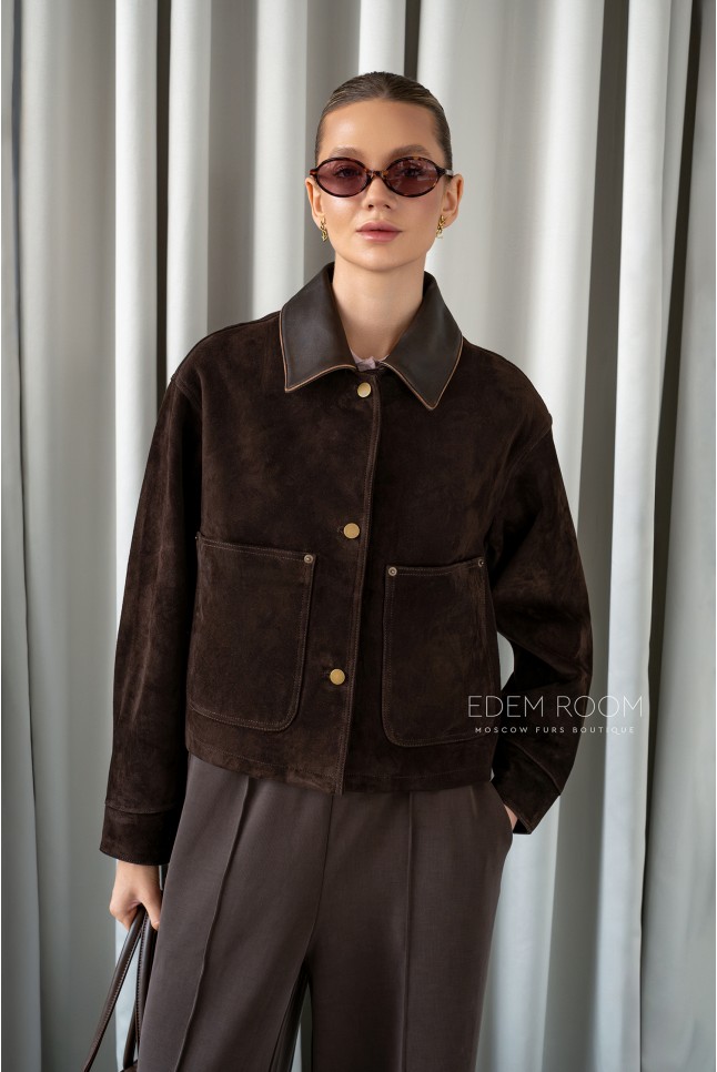 короткая замшевая куртка в стиле Prada