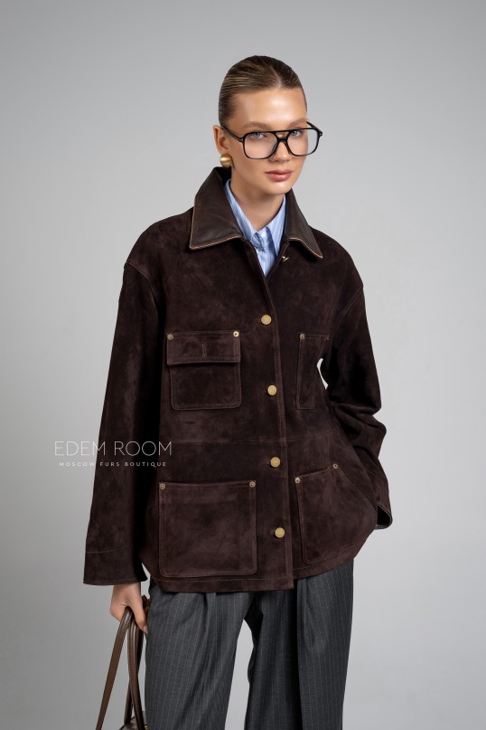 коричневый замшевый пиджак