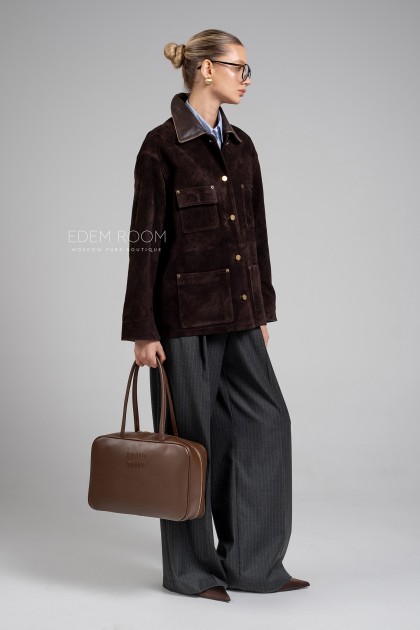 коричневый замшевый пиджак