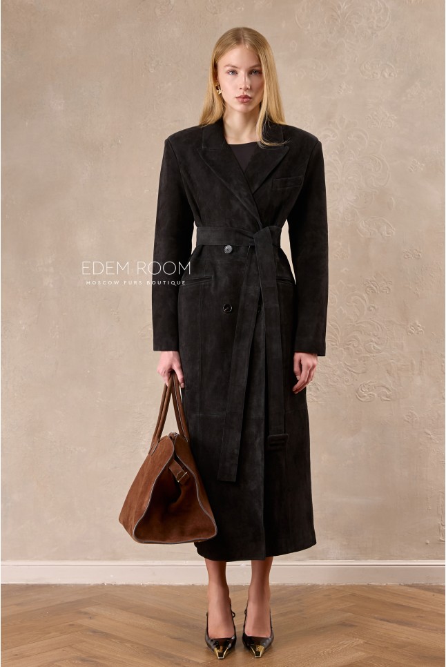 длинный замшевый плащ