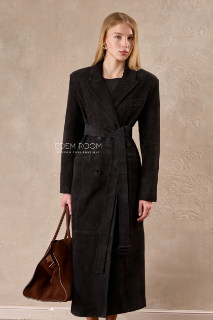 длинный замшевый плащ