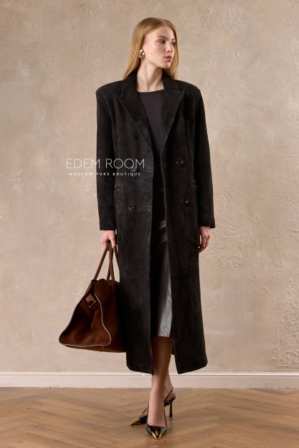 длинный замшевый плащ