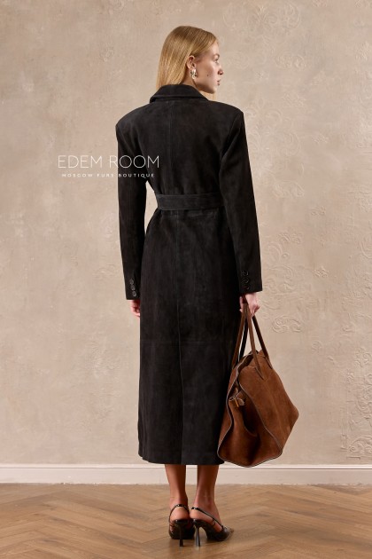 длинный замшевый плащ