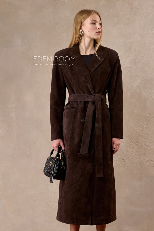  плащ из коричневой замши