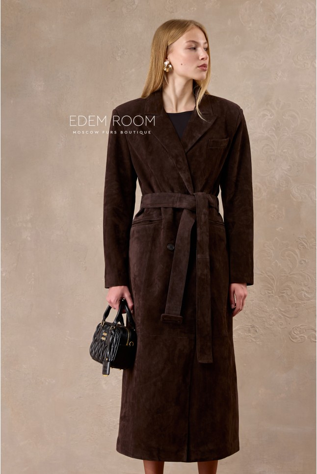  плащ из коричневой замши