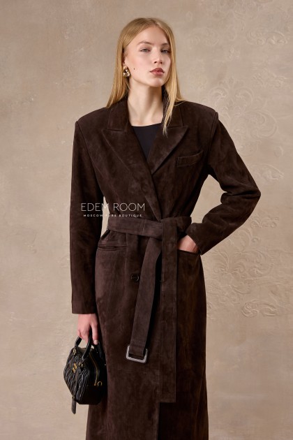  плащ из коричневой замши