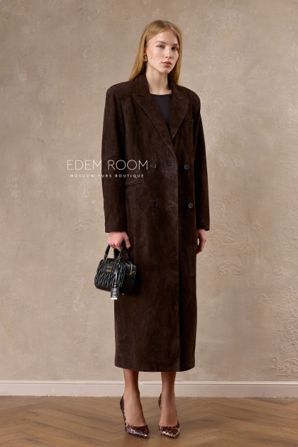  плащ из коричневой замши