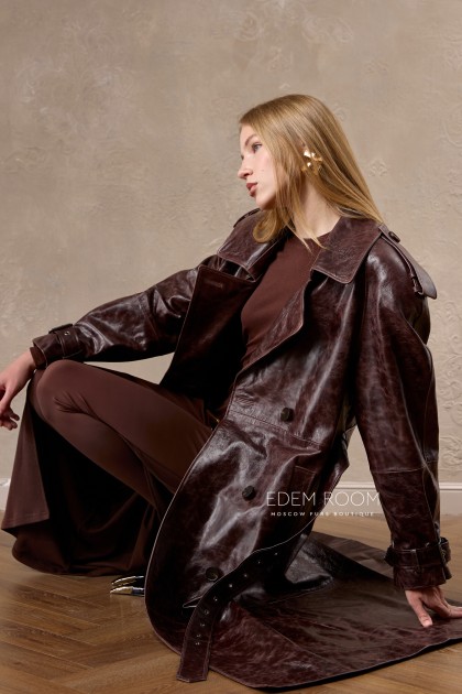 кожаный плащ с поясом