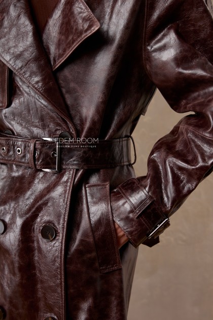 кожаный плащ с поясом
