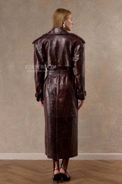 кожаный плащ с поясом