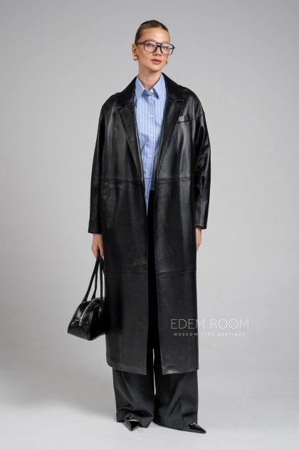 плащ из натуральной кожи под пояс