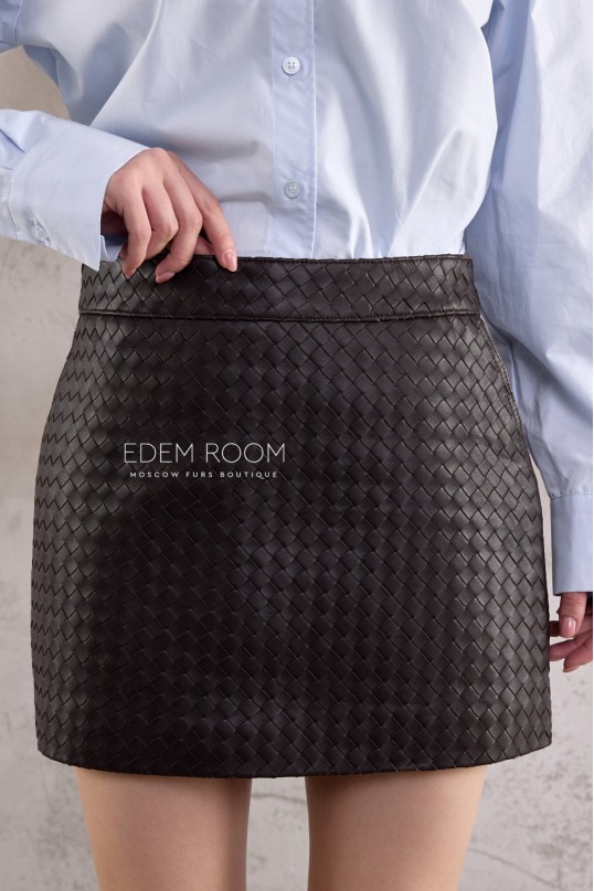 юбка из натуральной кожи в стиле Bottega Veneta