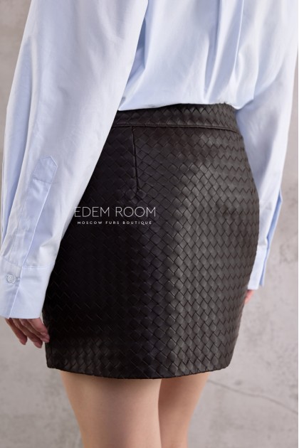 юбка из натуральной кожи в стиле Bottega Veneta