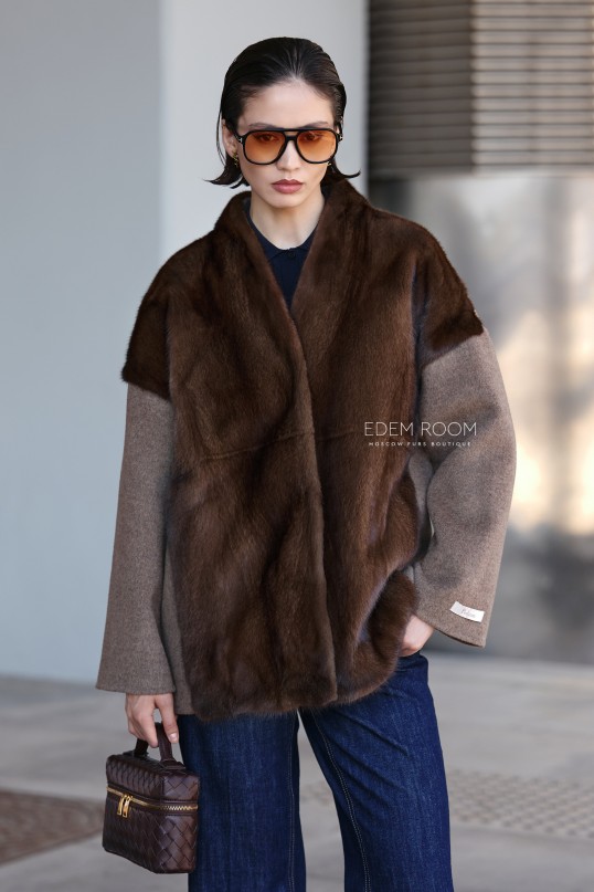 куртка - пальто с мехом норки