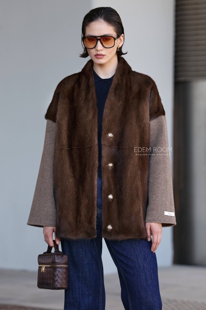 куртка - пальто с мехом норки