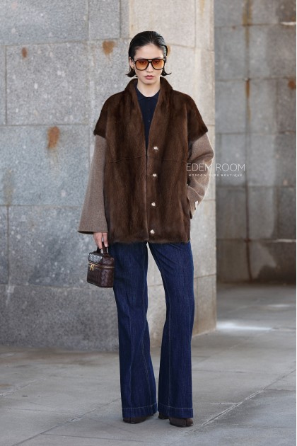 куртка - пальто с мехом норки