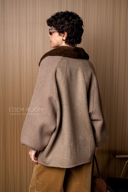 вязаная куртка с мехом норки