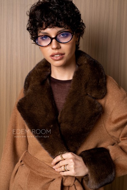 шерстяное пальто с мехом