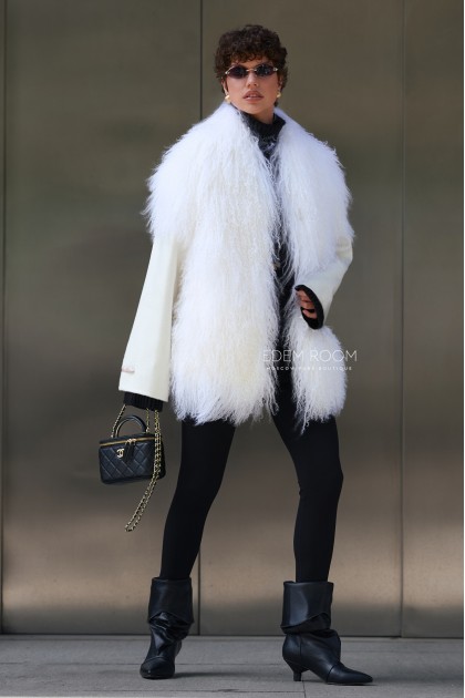 кашемировое пальто Loro Piano с мехом ламы