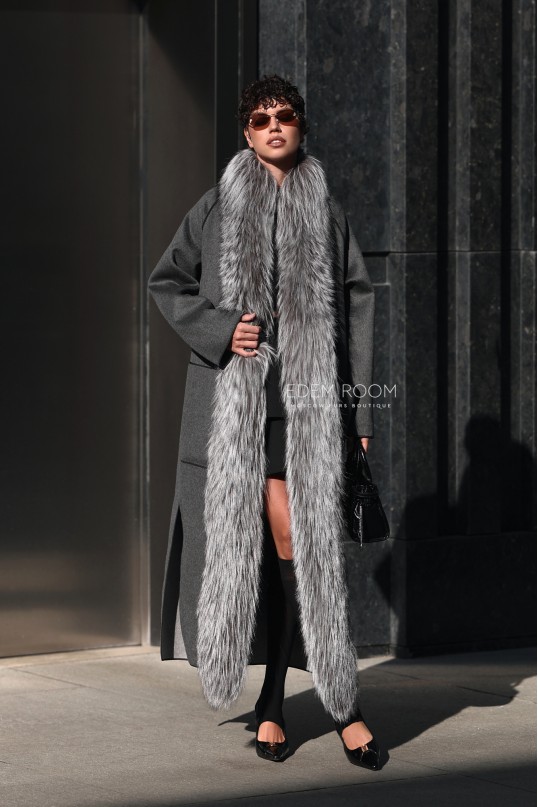 длинное пальто с мехом 