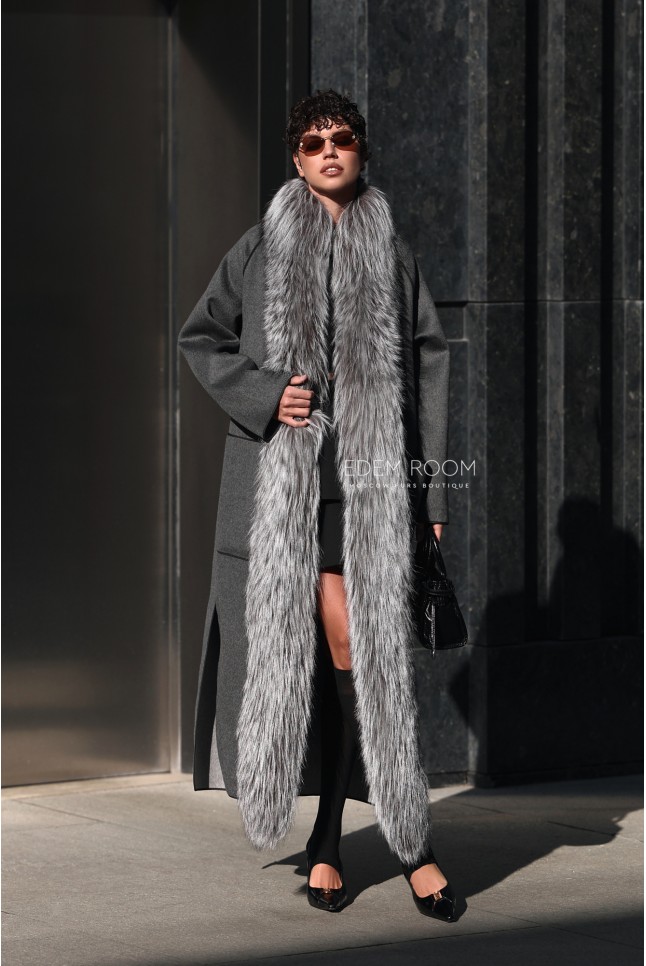 длинное пальто с мехом 