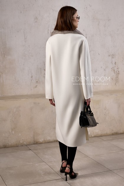 кашемировое белое пальто 