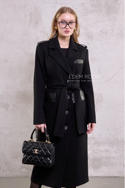 чёрное пальто без меха