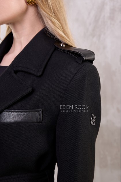 чёрное пальто без меха
