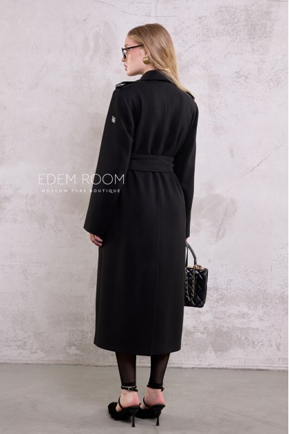 чёрное пальто без меха