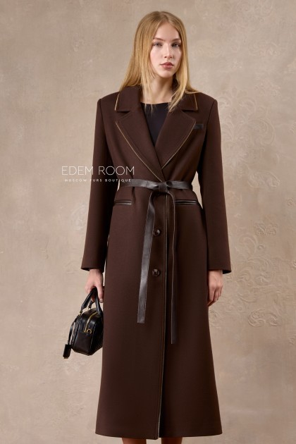 коричневое пальто без меха