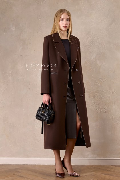 коричневое пальто без меха