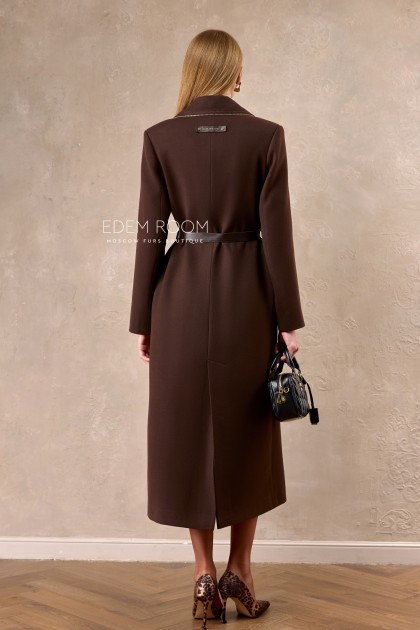 коричневое пальто без меха