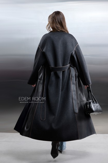 демисезонное пальто с натуральной кожей