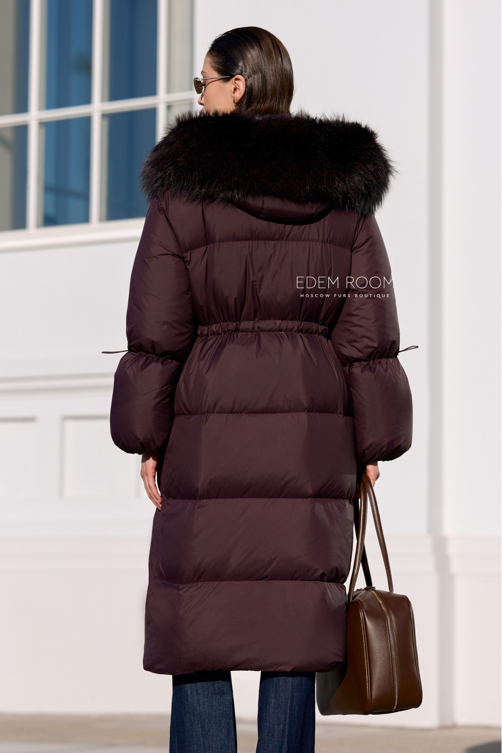дутое пальто пуховое с мехом