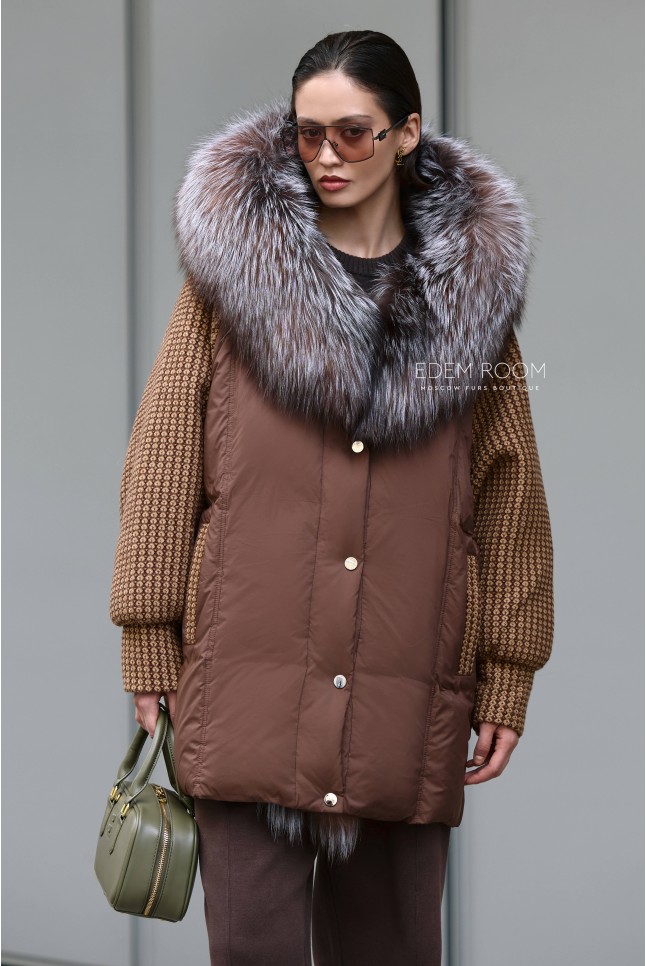 куртка с мехом на пуху