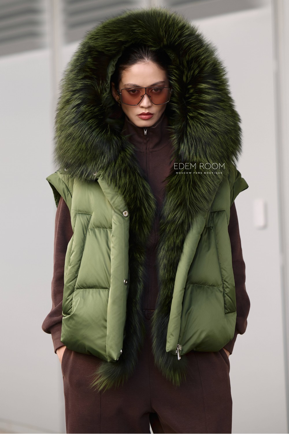 куртка - жилетка пуховик с мехом